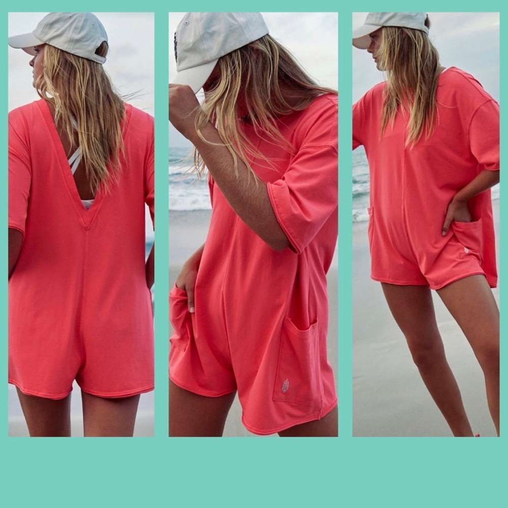 Free People, Size Large, HOT SHOT, Romper, Electric Sunrise, Short Sleeve, NWT! - Picture 12 of 15